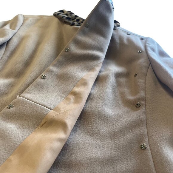 Jack Feit Coat Animal Print Vintage Union Made Fur Trim Size MED Tailored Chic - Picture 6 of 13